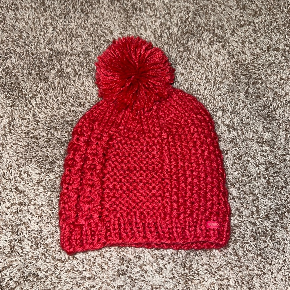 Burton Red Knit Pom-Pom Beanie